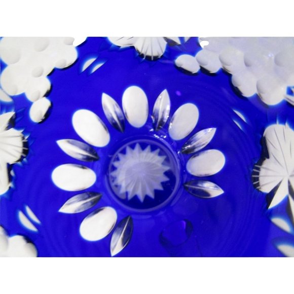 Vintage Cobalt Blue Cut to Clear Punch Cup Grape Design Nachtmann Traube EUC - Picture 12 of 12